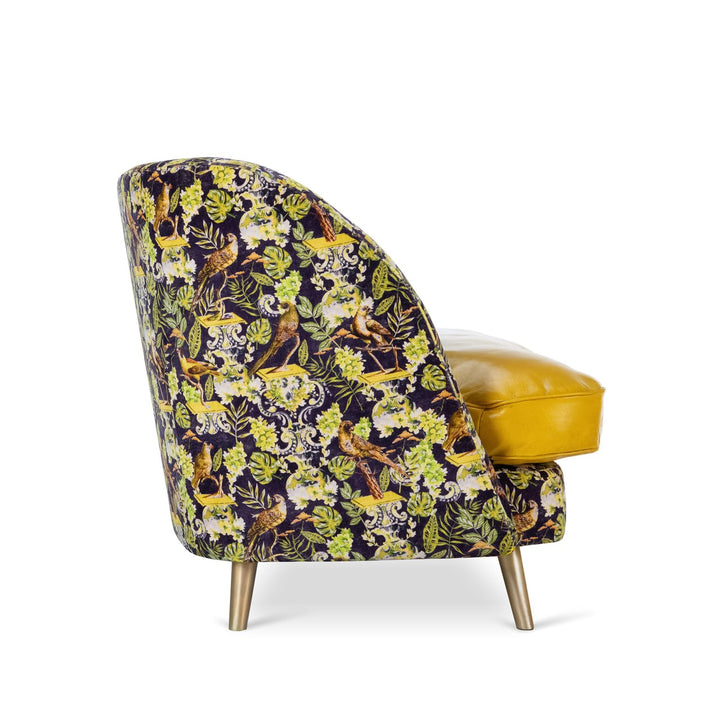 Mind-the-Gap-Venice-Sofa-tub-style-love-seat-la-voliere-parrot-ornate-velvet-yozu-yellow-leather-glossy-seat-cover-curved-kidney-bean-shape-metal-legs