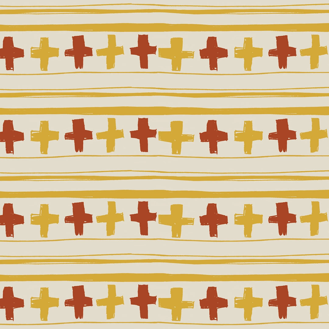 Annika-Reed-Cross-Stich-wallpaper-orange-yard-yellow-red-cross-stich-pattern-white-background-check-pattern-retro wallpaper