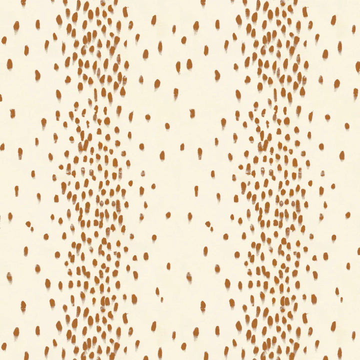 Poodle-and-blonde-Tottenham-Dalmatial-wallpaper-ginger-caramel-white-animal-spots-printed-wide-wave-stripes-spots-brushstrokes-ginger-caramel-on-white