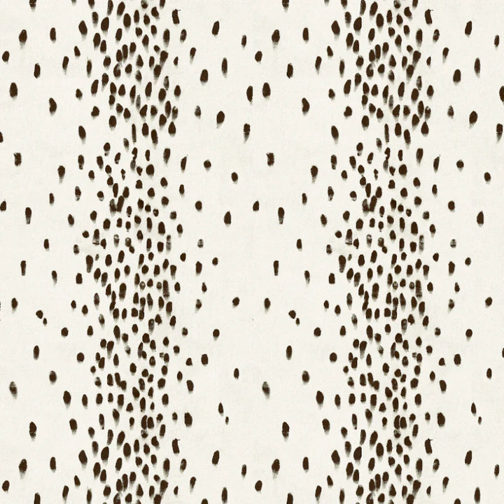 Poodle-and-blonde-Tottenham-Dalmatial-wallpaper-cocoa-white-animal-spots-printed-wide-wave-stripes-spots-brushstrokes-black-on-white