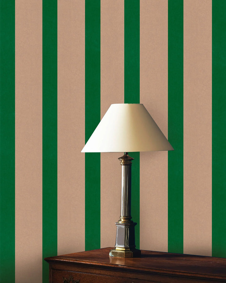 Hamilton-weston-wallpaper-Adam-Bray-designs-brown-paper-stripes-wallpaper-coloured-paint-on-brown-manilla-base-paper-understated-stripe-chic-60's-70's-inspired-British-designen-printed-Green-02