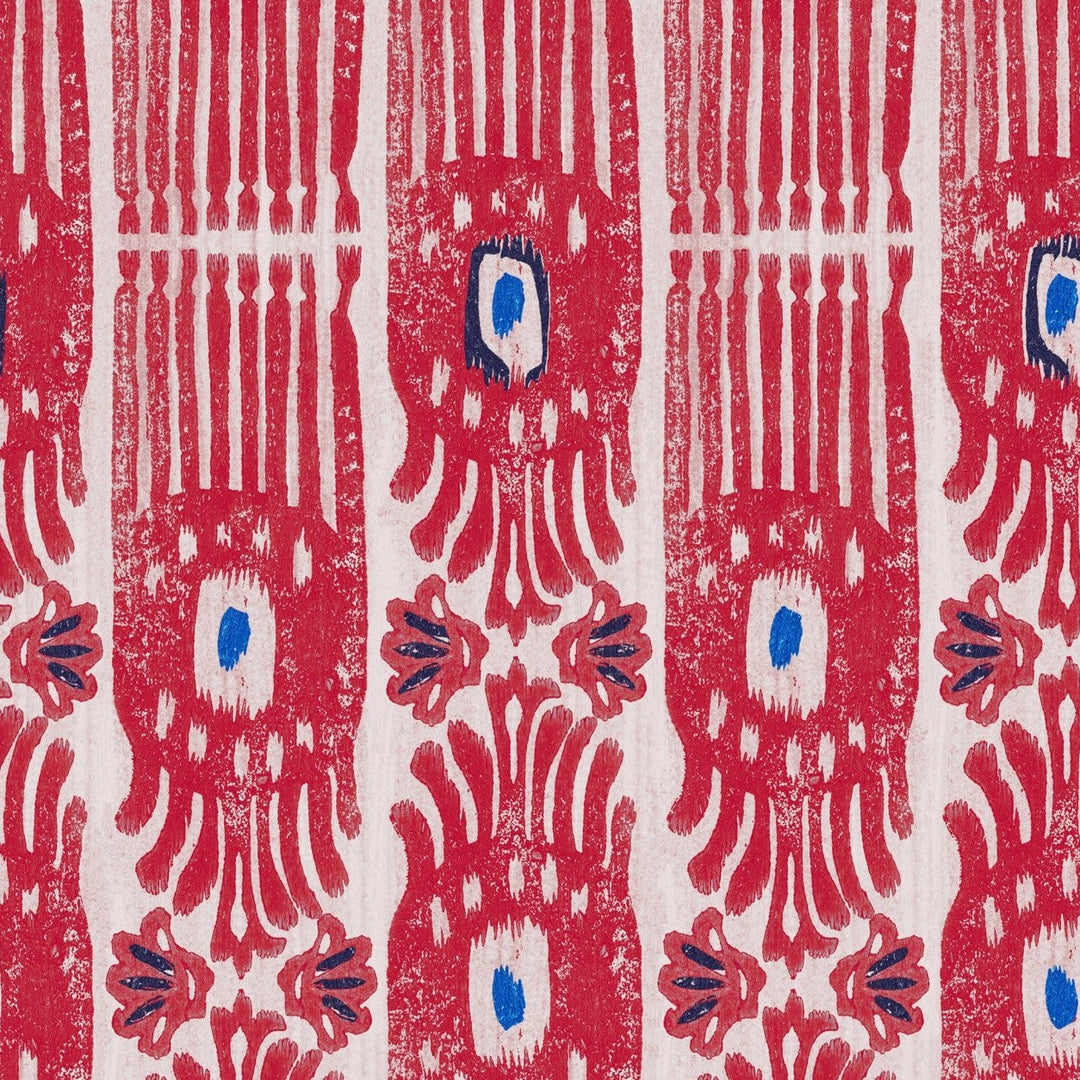 minnie-kemp-mindthegap-collaboration-ikat-wallpaper-red-white-blue