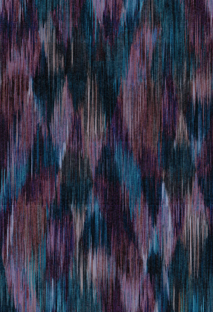 Victoria-Sanders-Spectre-Ikat-geometric-Wallpaper-Jaded-berry-deep-burg-teals-purples