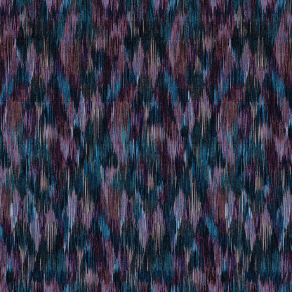 Victoria-Sanders-Spectre-Ikat-geometric-Wallpaper-Jaded-berry-deep-burg-teals-purples