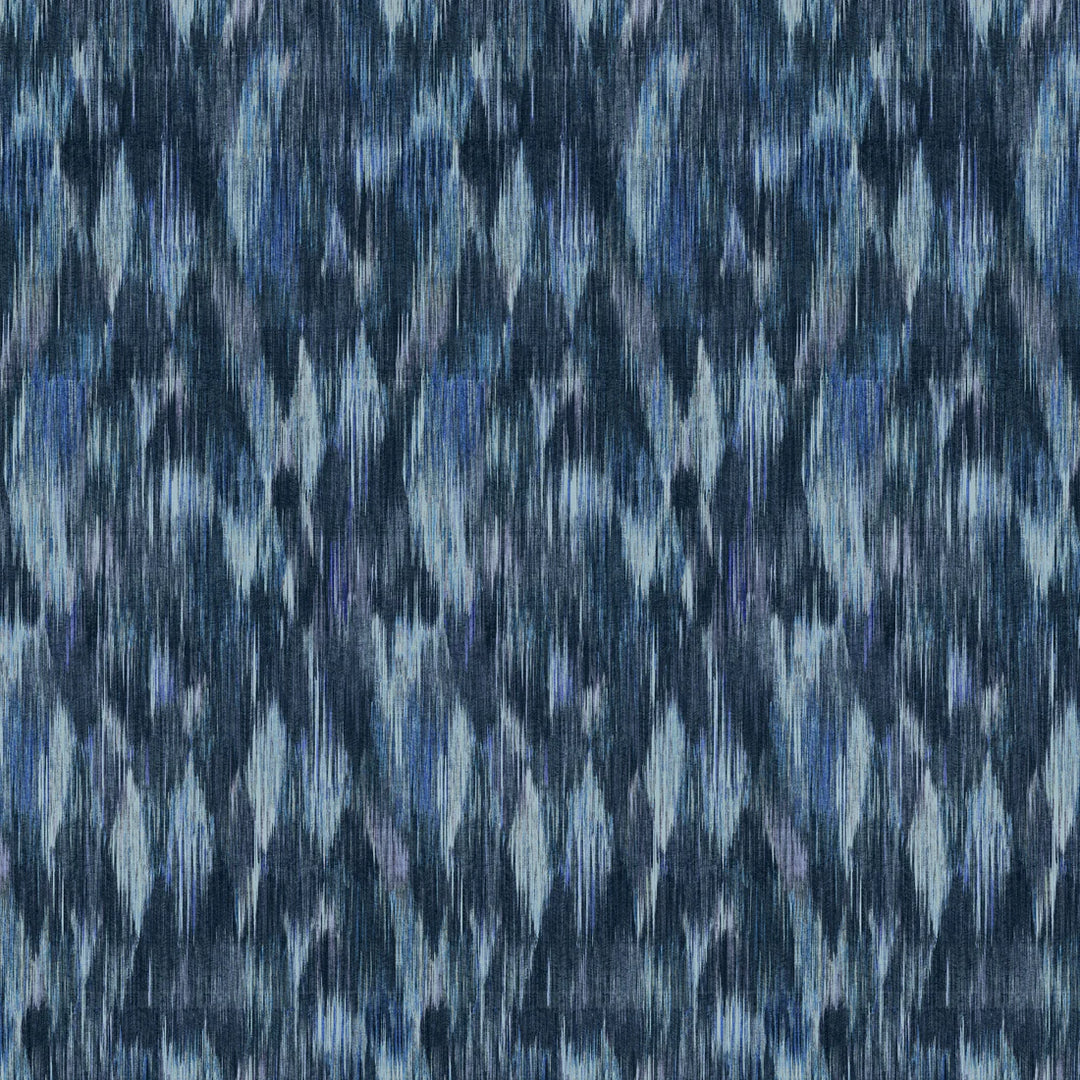 Victoria-Sanders-Spectre-Ikat-geometric-Wallpaper-Marine-blue-tones-aqua-navy-indigo