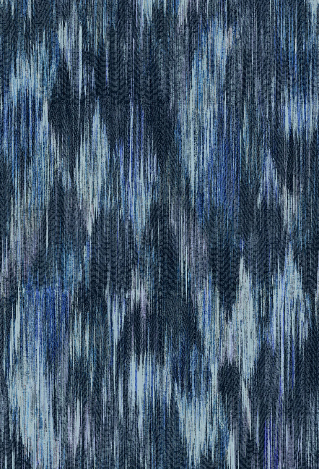 Victoria-Sanders-Spectre-Ikat-geometric-Wallpaper-Marine-blue-tones-aqua-navy-indigo