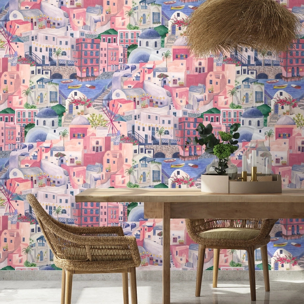 The Mediterranean Wallpaper in Lavender Rose
