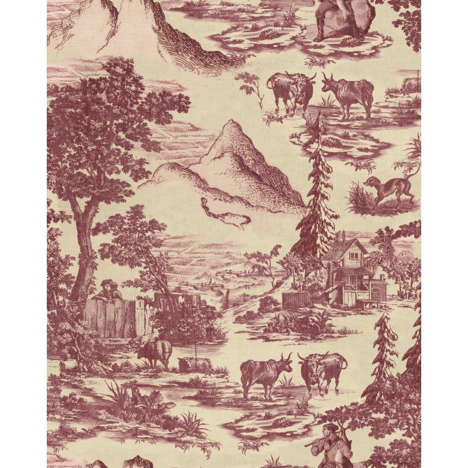 mind-the-gap-wallpaper-Toile-Du-Tyrol-wallpaper-mointain-scene-traditional-french-style-cabin-mountain-scene-burgundy