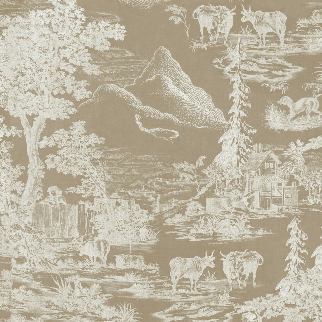 mind-the-gap-wallpaper-Toile-Du-Tyrol-wallpaper-mointain-scene-traditional-french-style-cabin-mountain-scene-Taupe 