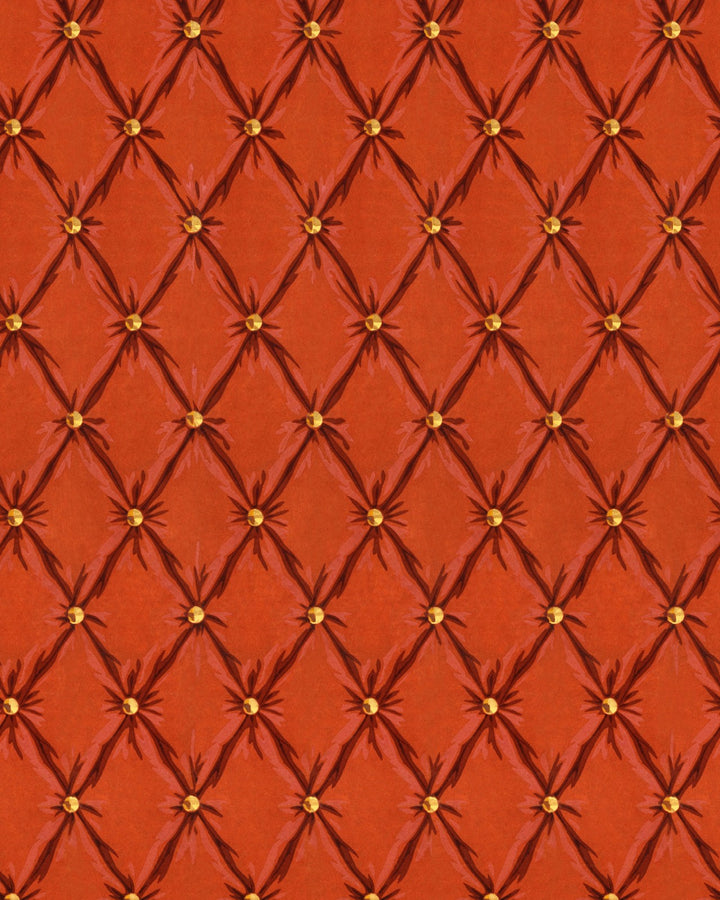 Tufted Panel Wallpaper in Mandarian Red