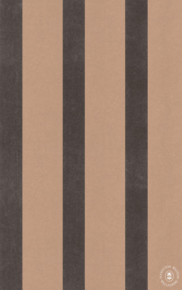 Adam-Bray-brown-stripe-wallpape-ebony-stripe-wallpaper-on-brown-paper-backing-designer-collaboration-Hamilton-weston-wallpaper
