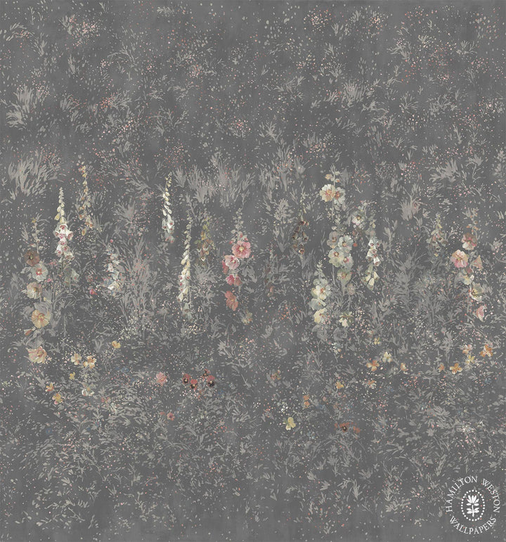 Flora-Roberts-wallpaper-Hamilton-Weston-mightnight-garden-twinkling-flowers-hand-illustrated-mural-foxgloves-black-background-pastel-tones-faded-background-02-Autumn