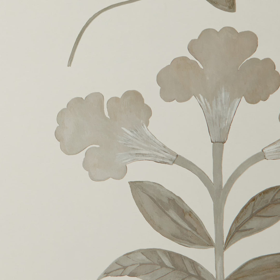 Botanical Stripe Wallpaper, Pewter White