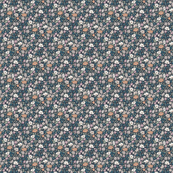 Liberty-fabrics-wallpaper-meadowfield-wallpaper-pewter-blue-ditsy-print-blue-green-white-orange-floral-daisy-floribunda-collection