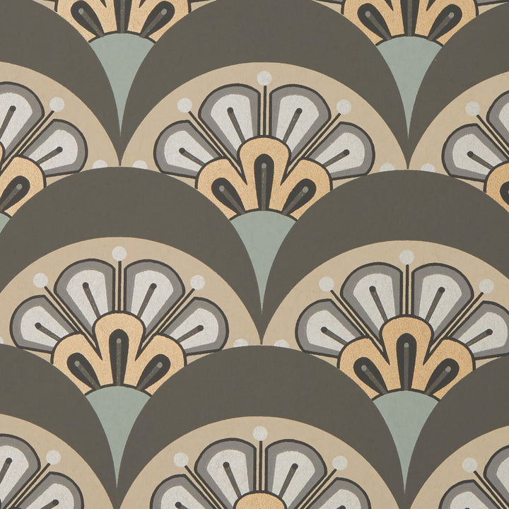 Deco Scallop Wallpaper in Pewter