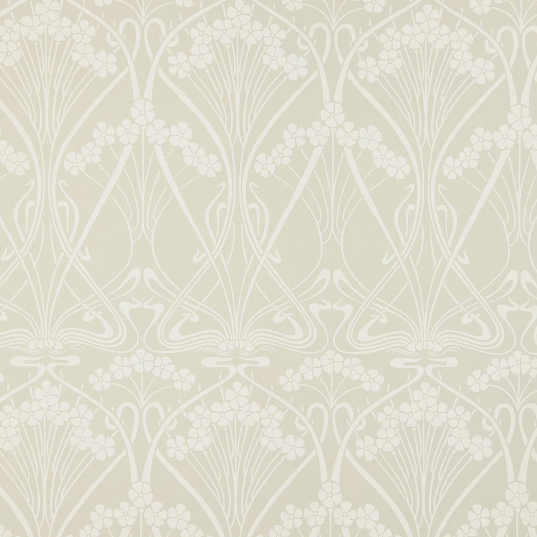 Liberty-fabrics-wallpaper-Lanthe-pewter-white-iconic-hertiage-art-nouveau-print-white-cream-mono-tonal-block-repeating-wallpaper