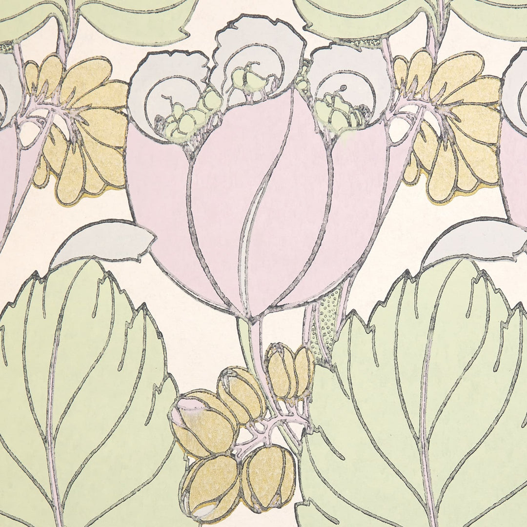 Liberty-fabrics-regency-tulip-wallpaper-Lichen-07231002F-pinks-greens-yellow-floral-archive-print-art-deco-wallpaper   