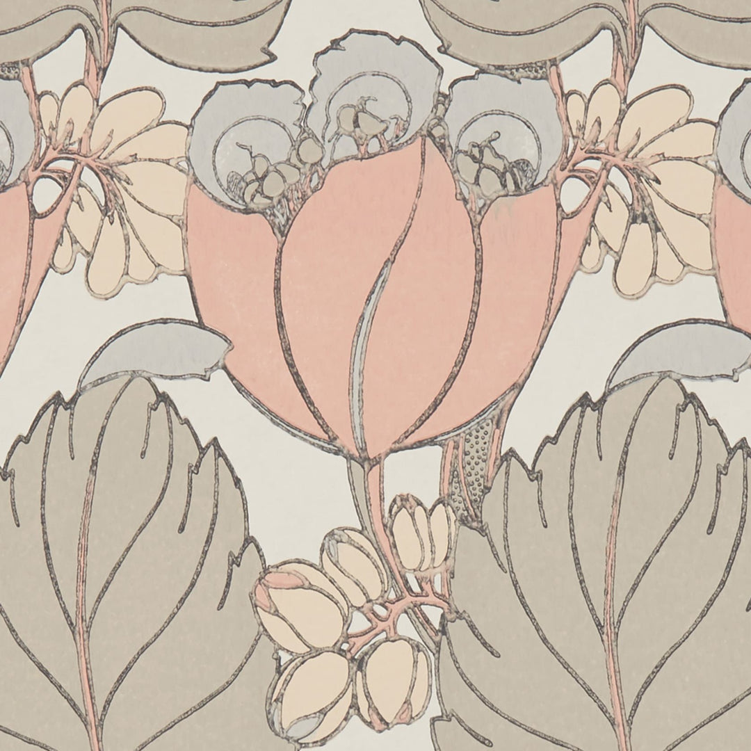 Liberty-fabrics-wallpaper- 07231002L-Ointment-tulip-print-pattern-peaches-taupes-art-deco-archive-pattern-floral-flowers 