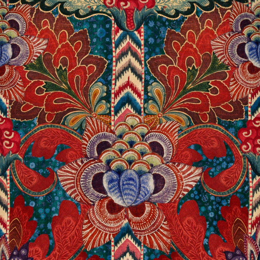 PSYCHEDELIA -wallpaper-mind-the-gap-Woodstock-collection-red-paisley-boho-pattern-1960-bohemian-red-blue-hippy-vibes