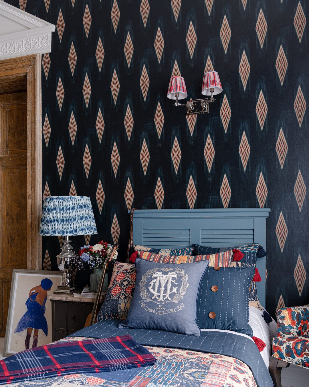 MAIYSHA Indigo Bedroom Wallpaper Image, Mind the gap wall covering