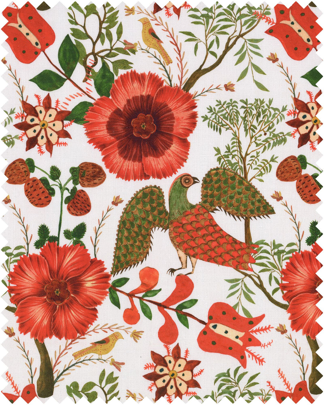 szekely-folk-linen-weave-fabric-bird-floral-red-green-white