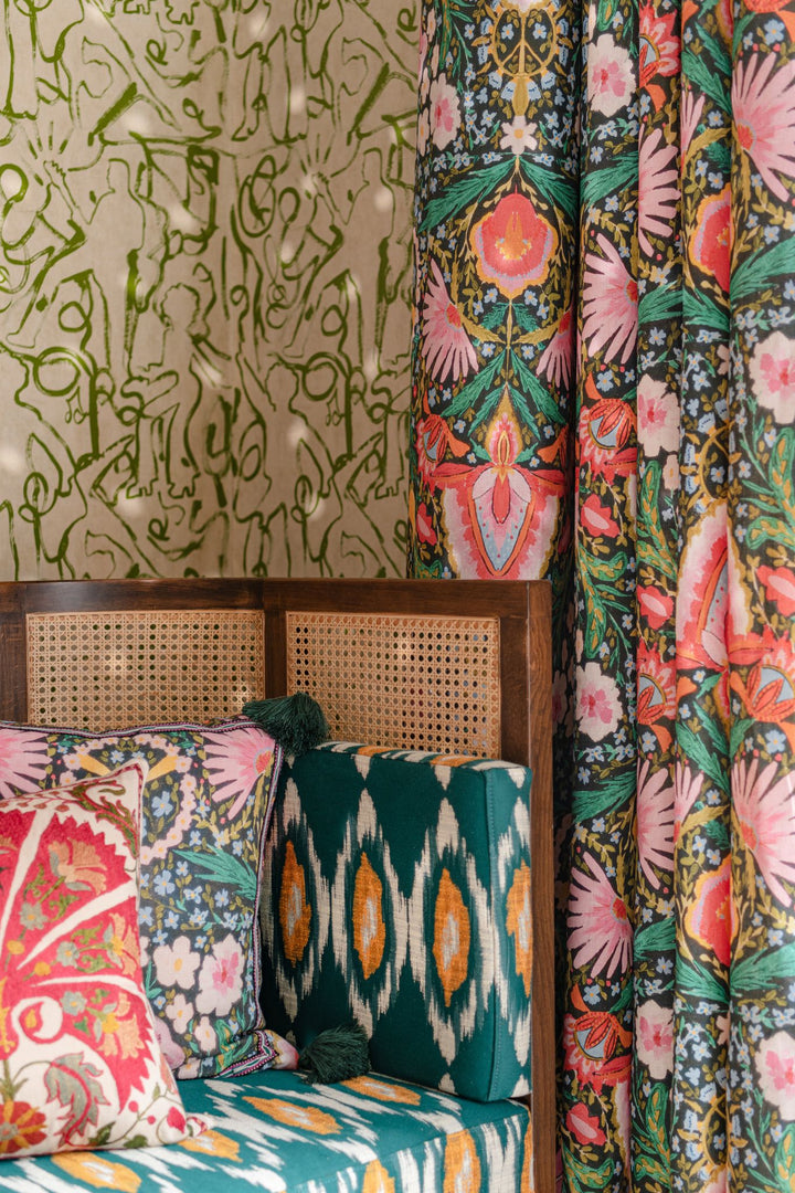 mind-the-gap-woodstock-fabrics-susie-q-floral-printed-linen-green-pink-charcoal-blue-colourful-fabric