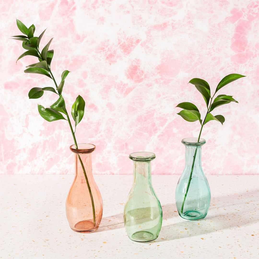 green-bottle-neck-recycled-glass-flower-vase-green-pink-blue