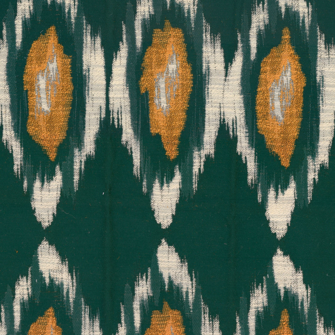 mind-the-gap-woodstock-fabrics-pradesh-ikat-woven-green-orange-cream-fabric