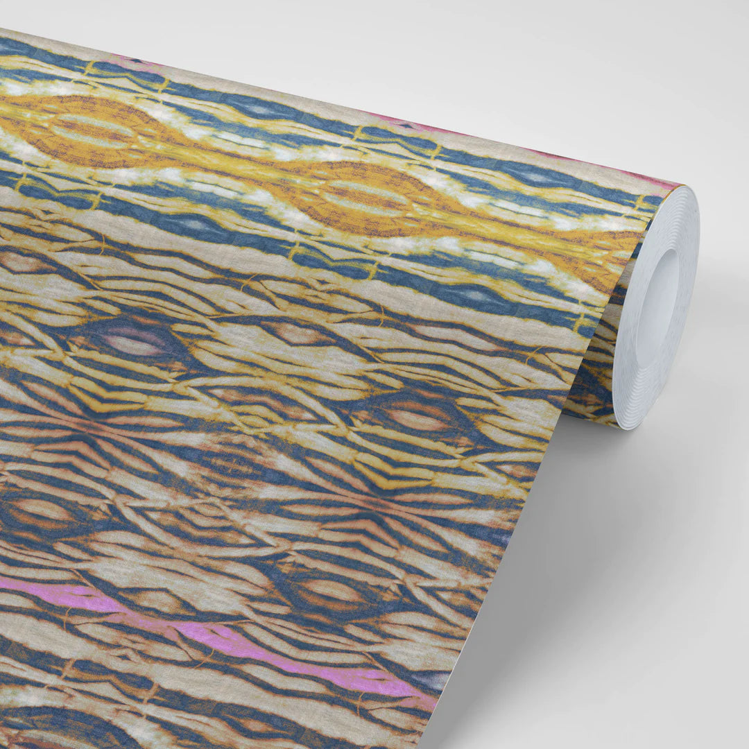 Tatie-Lou-Arashi-Wallpaper-rust-and-pink-shibori-technique-digital-print-modern-boho--striped-effect-