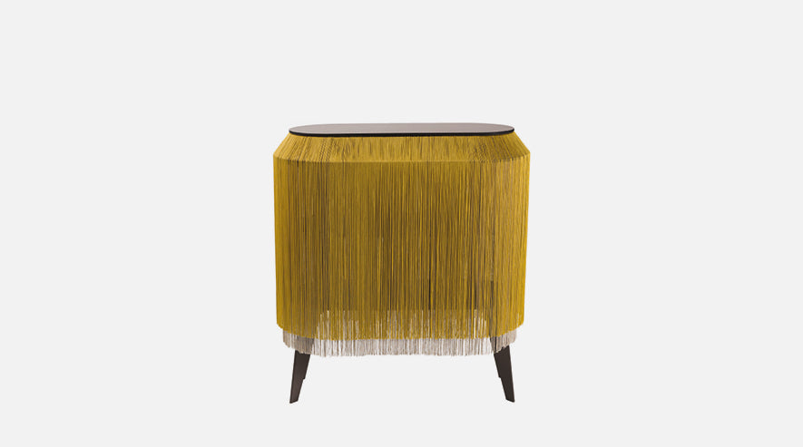 Ibride Baby Alpaga Fringed Bedside Table Chic Gold