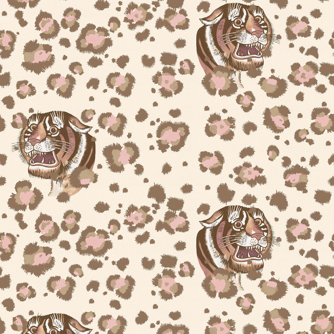 wear-the-walls-bubastis-tiger-heads-leopard-print-pattern-wallpaper-design-hand-painted-printed-UK-artisan-designer-wallpaper-pink-beige-cream-fawn