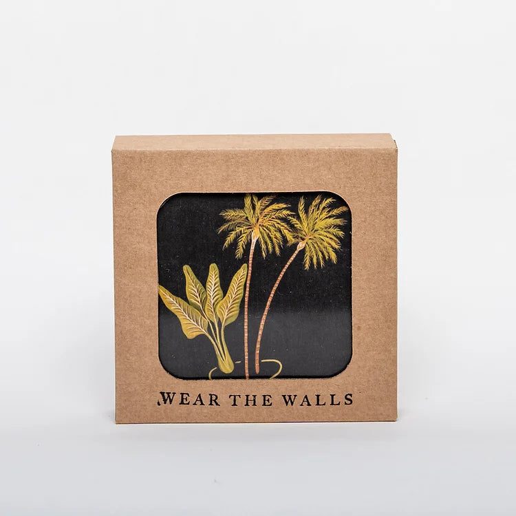 wear-the-walls-solitude-coasters-set-4-bali-inspired-printed-palm-tress-black-island-oasis-cork-backed-coasters-art-print-UK-designer