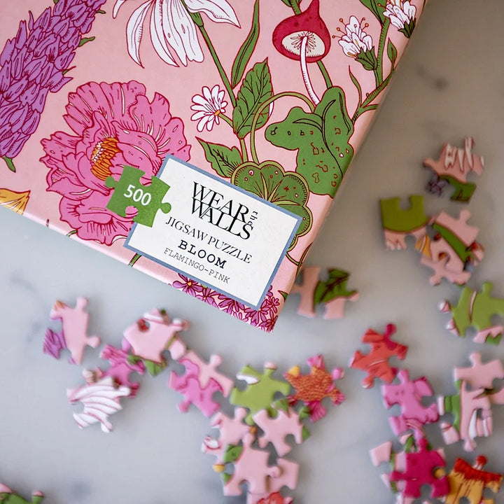 Wallpaper Print Recycled Cardboard Jigsaw - Bloom Flamimgo Pink