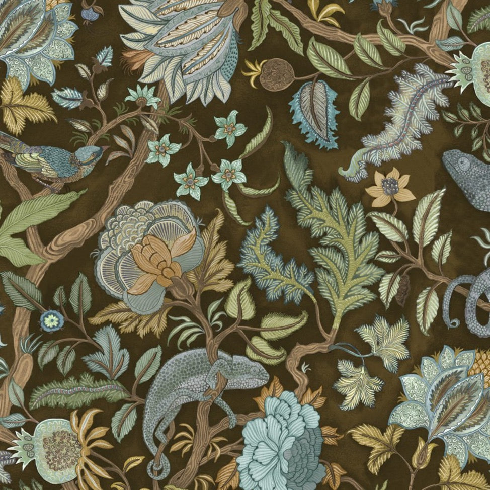 josephine-munsey-wallpapers-interiors-chameleon-trail-floral-green-brown-light-blue-wallpaper