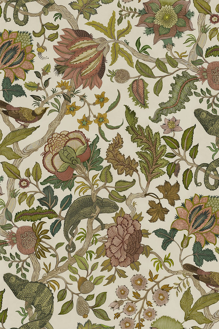 Josephine-munsey-wallpapers-interiors-chameleon-trail-floral-green-dusky-pink-wallpaper