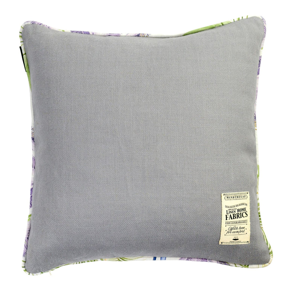 mind the gap linen cushion palmeras frost grey lilac green palm tree cushion