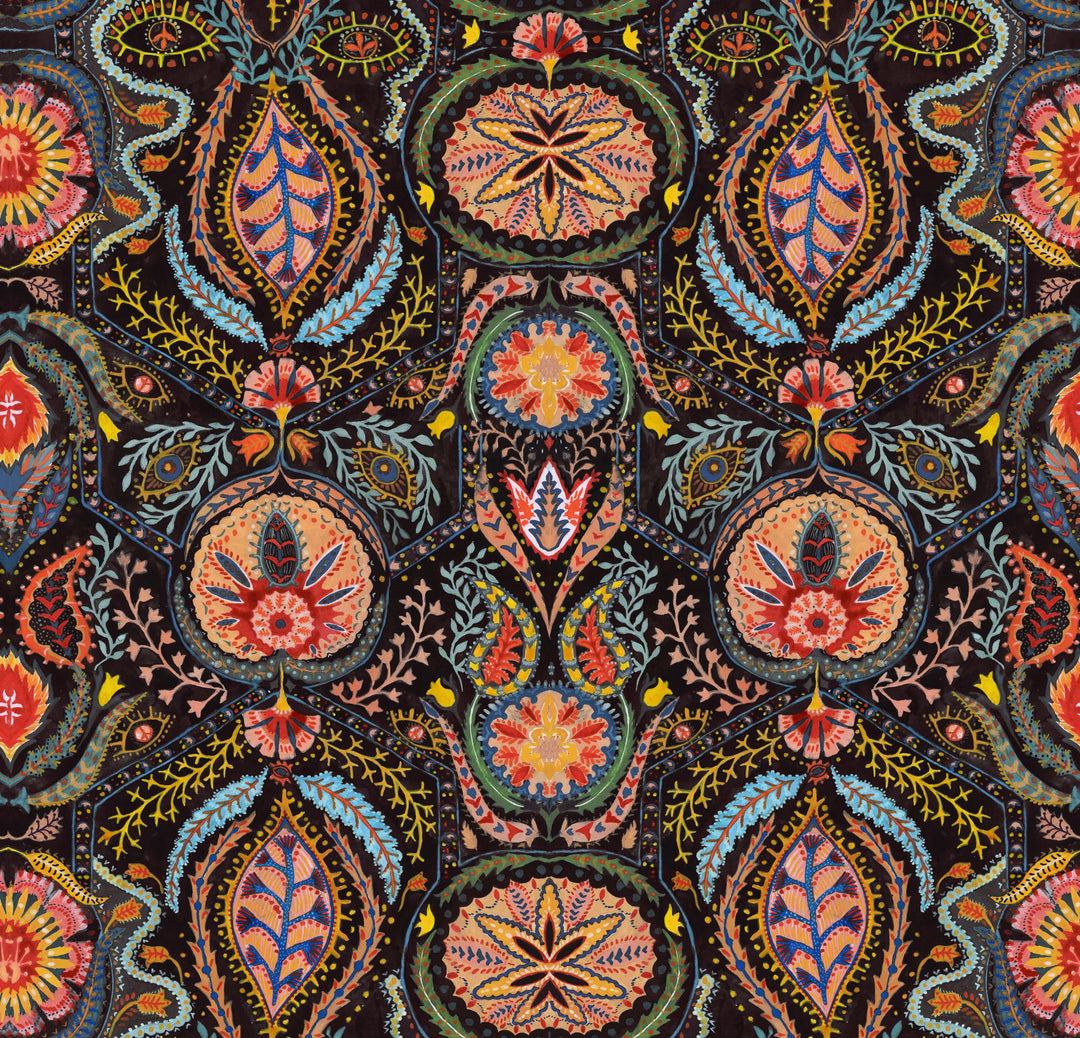 mind-the-gap-boho-bohemian-retro-1960s-wallpaper-multi-coloured-flowers-and-leaves