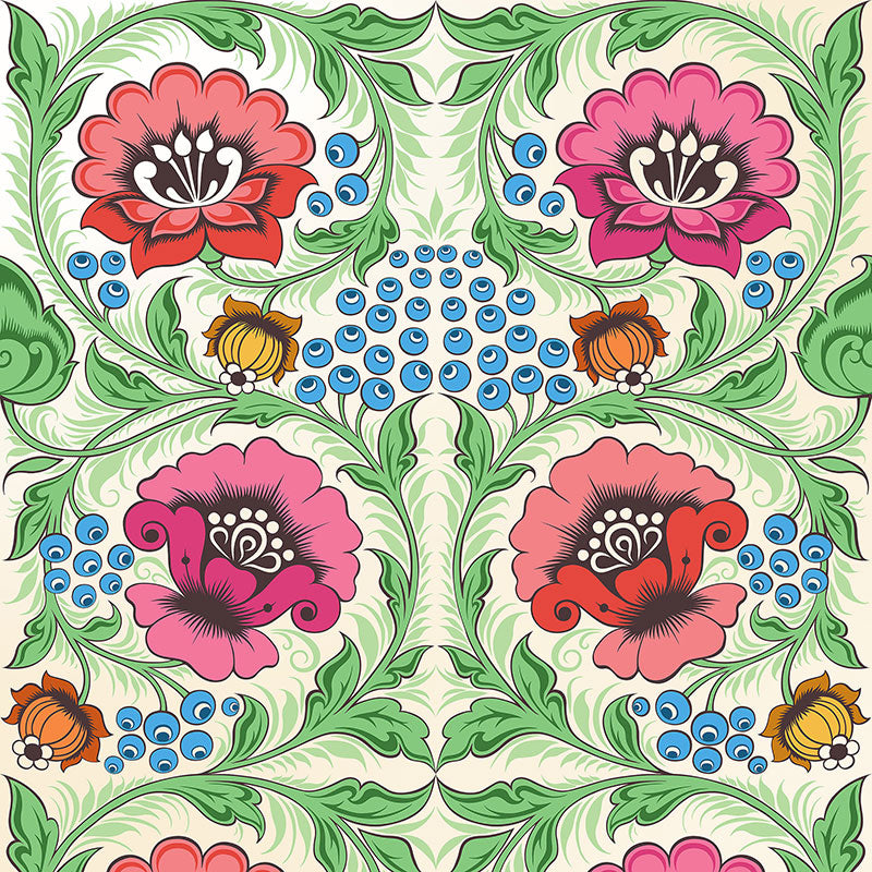 Olenka-Alice-meadow-wallpaper-russian-folk-style-traditional-pattern-play-floral-digital-block-print-style-meadow-cream-pearly-pink-blue-Khokhloma-style