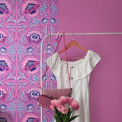 Olenka-Alice-tea-rose-wallpaper-russian-folk-style-traditional-pattern-play-floral-digital-block-print-style-tearose-pearly-purple-pink-purple-Khokhloma-style