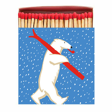 archivist-gallery-printed-luxury-match-boxes-boxed-gift-matches-illustration-polar-bear-red-scarf-skiing 