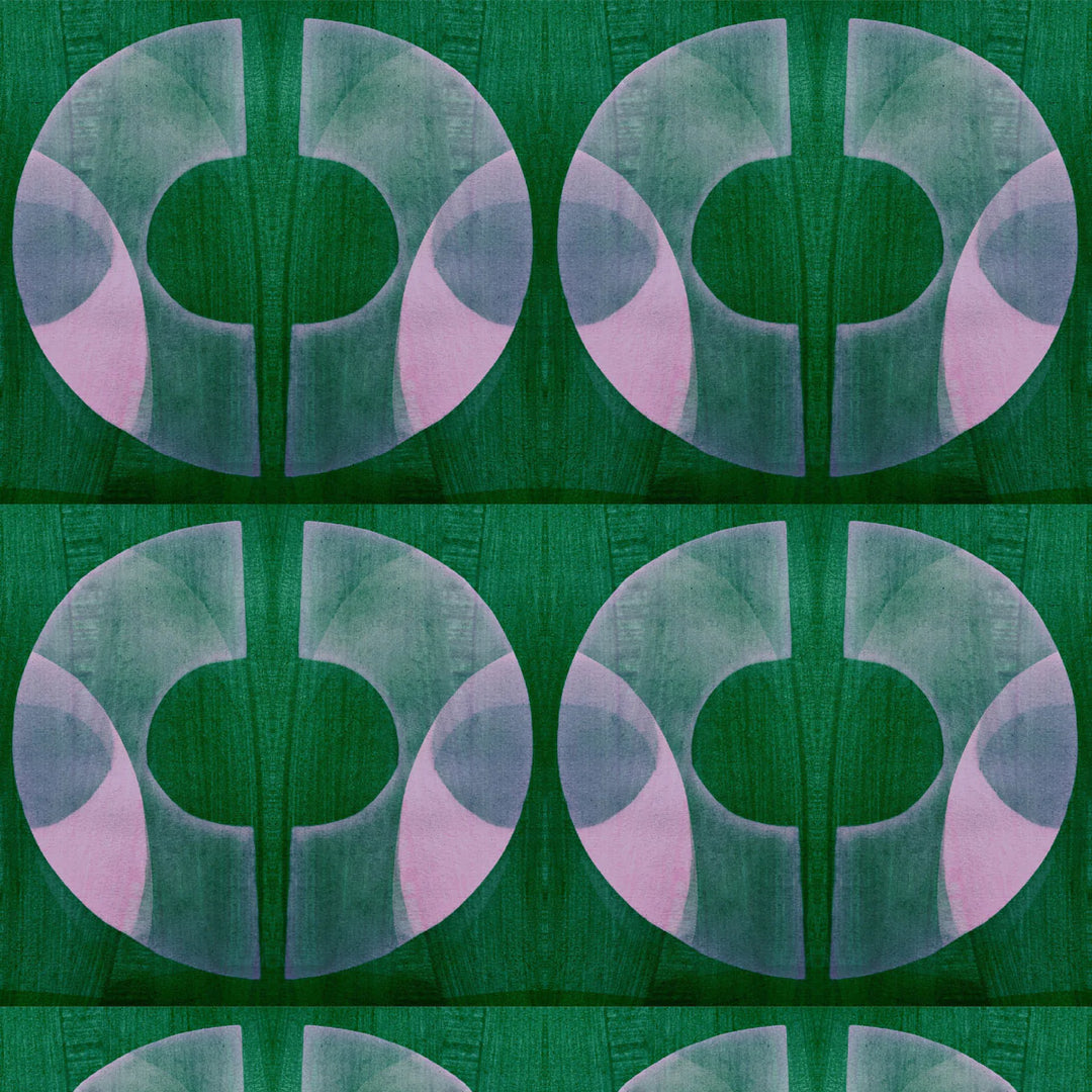 Tatie-lou-wallpaper-boucle-circles-print-retro-vintage-block-printed-uk-designer-Emerald-green