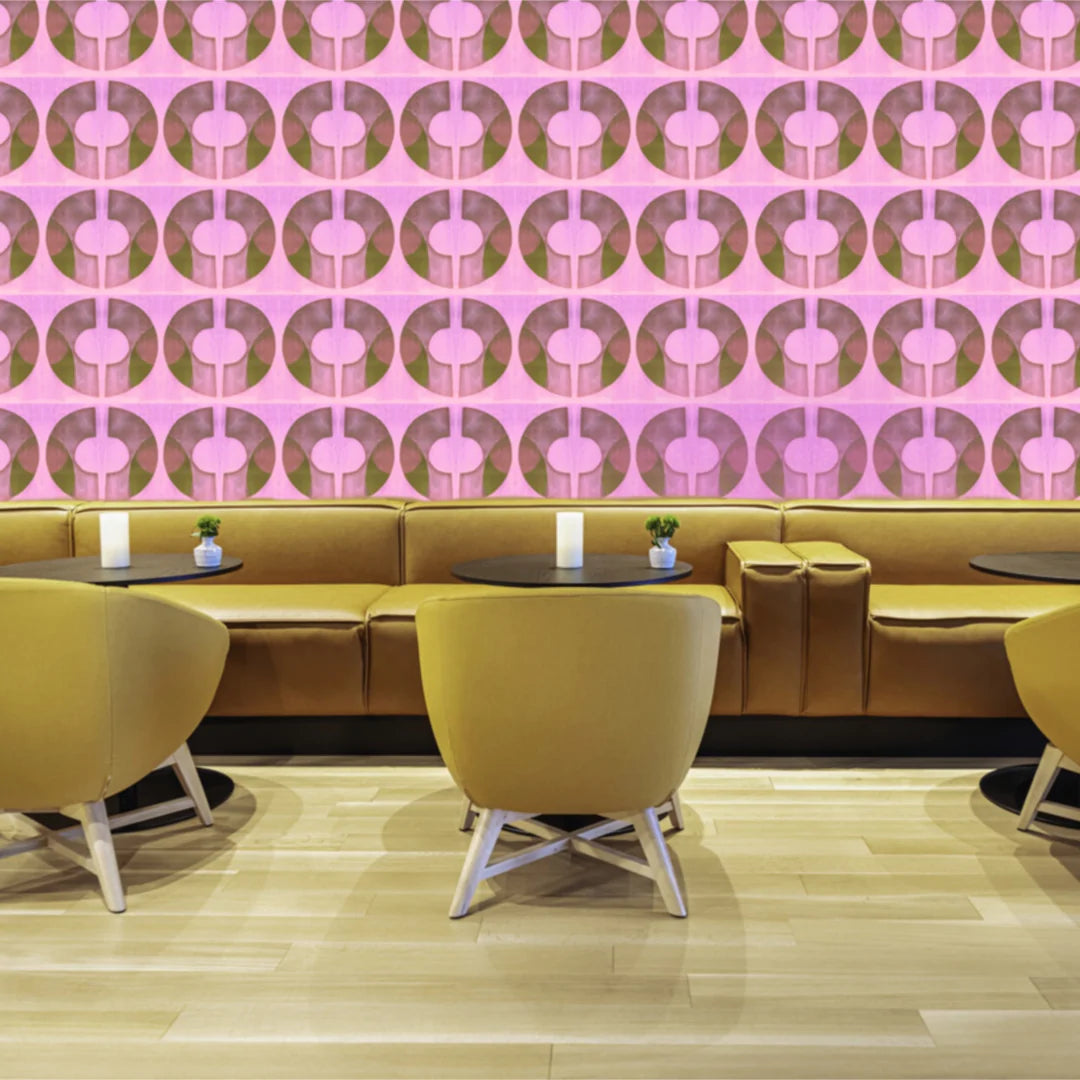 Tatie-lou-wallpaper-boucle-circles-print-retro-vintage-block-printed-uk-designer-flamingo-pink