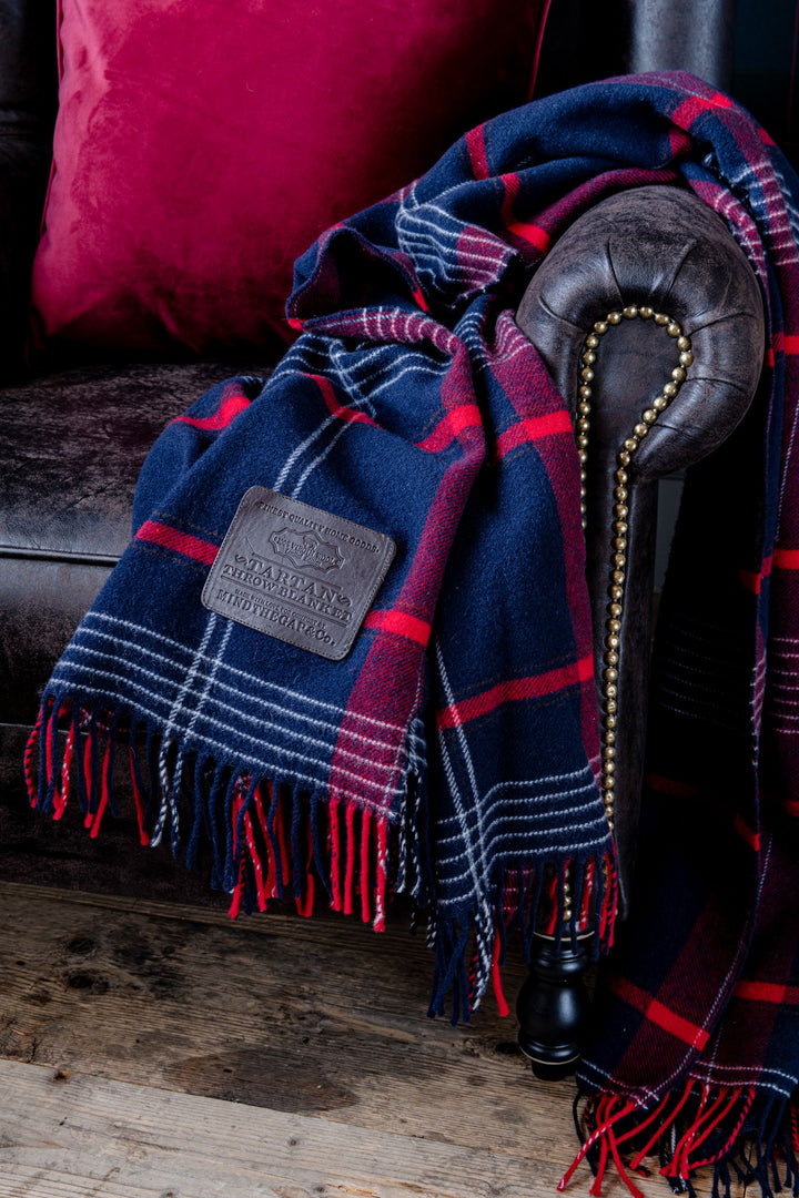 mind-the-gap-tartan-blacnket-outdoor-indoor-with-leather-carrying-straps-picnic-mat-indoor-cosy-throw-red-blue