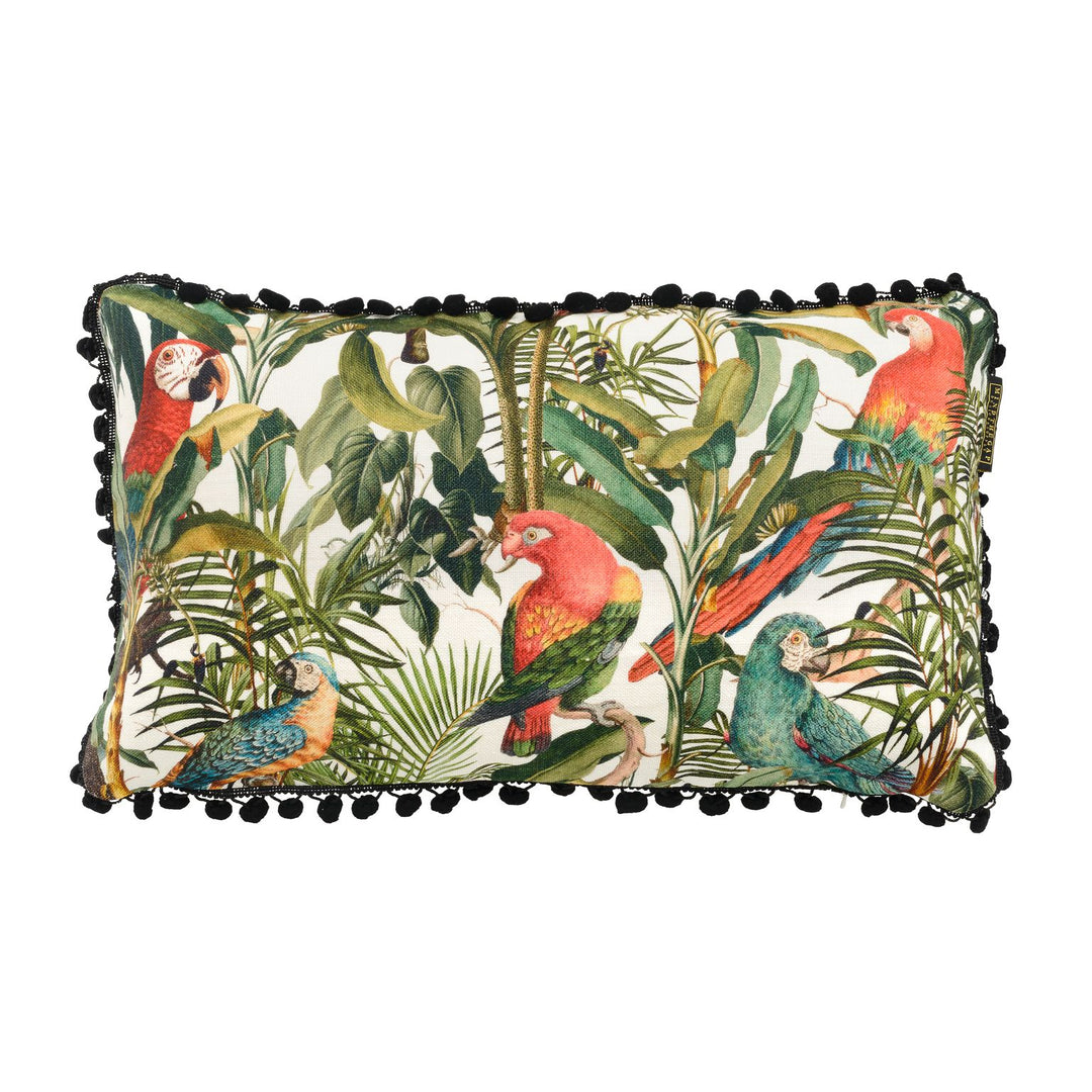 mind the gap linen cushion parrots of brazil multi rainforest