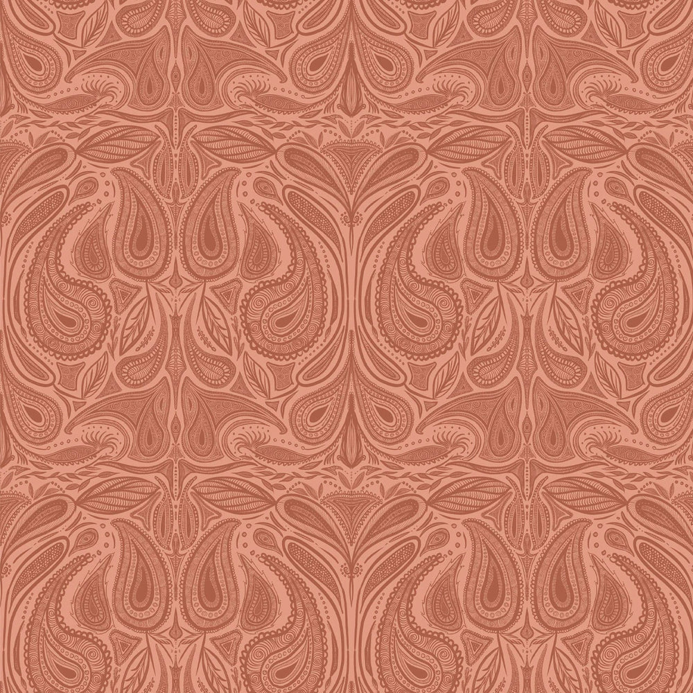 Tatie-lou-wallpaper-Margaux-large-scale-classic-paisley-tonal-print-dusk-soft-orange-peach-tones