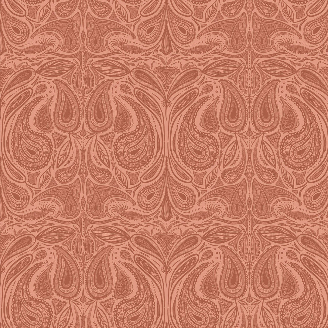 Tatie-lou-wallpaper-Margaux-large-scale-classic-paisley-tonal-print-dusk-soft-orange-peach-tones