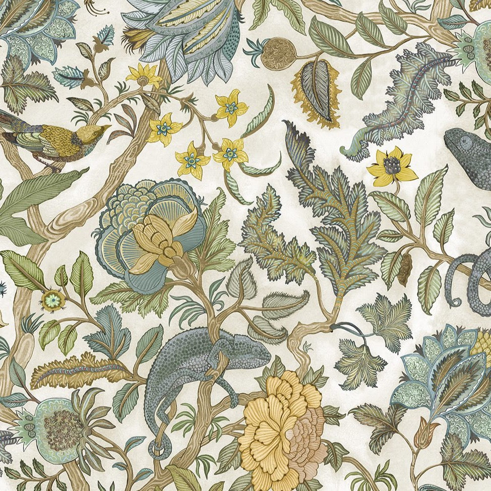 Josephine-munsey-wallpapers-interiors-chameleon-trail-floral-green-yellow-white-light-blue-wallpaper