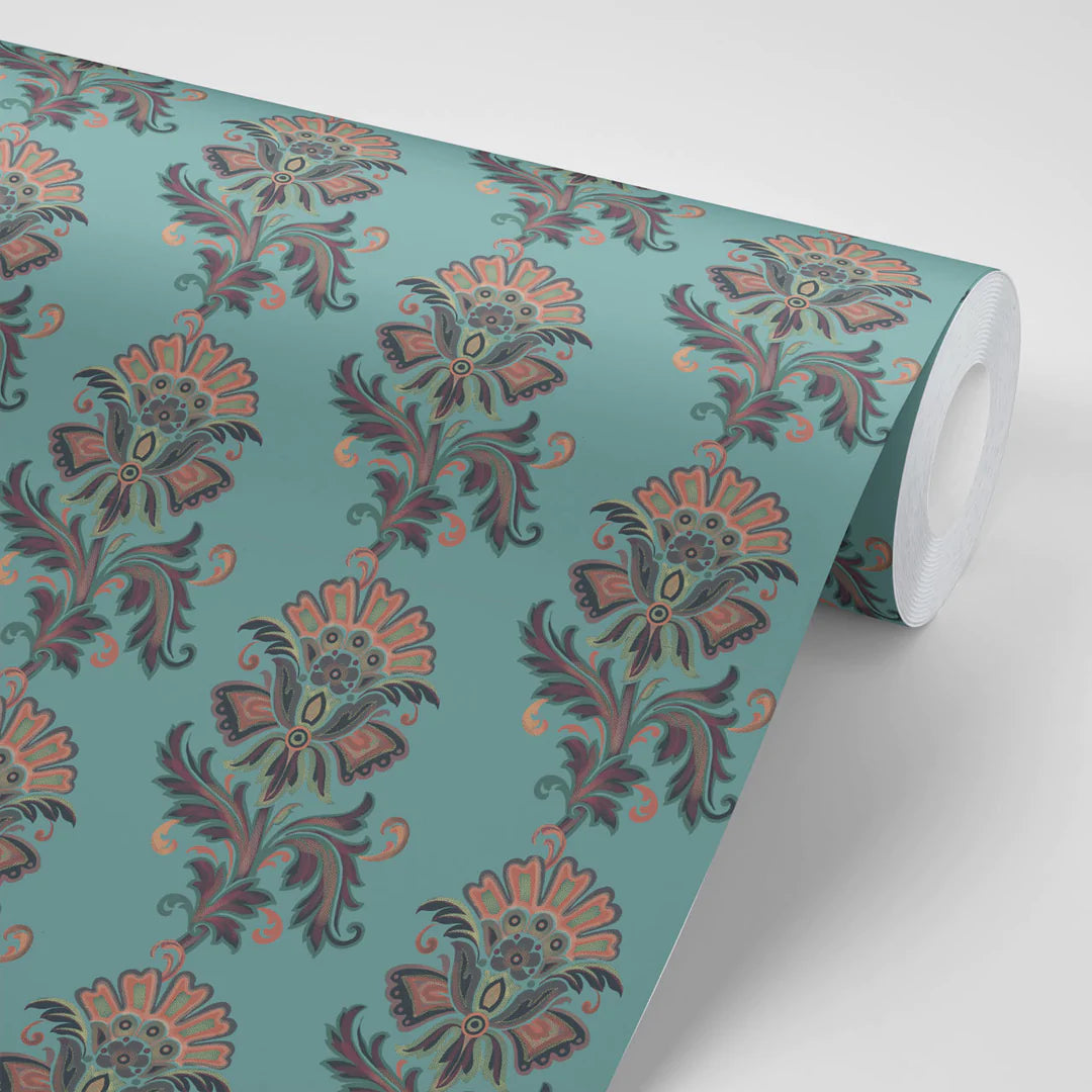 Tatie-lou-wallpaper-large-floral-fan-bold-printed-repeated-hand-drawn-maya-blue