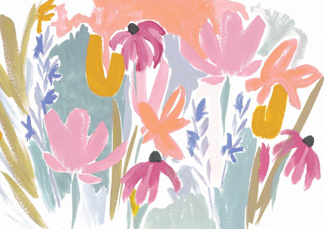  Candice-gray-textile-designer-abstract-brushstroke-flower-meadow-floral-print-a3-pink-yellow-green-orange-coral