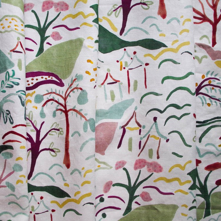 Lowri-textiles-Linen-forest-and-hills-printed-textiles-white-backgrouns-illustration-drawing-rolling-hills-tress-houses-kids-childres-skandi-pattern-upholstry-fabric-curtains-cushions-